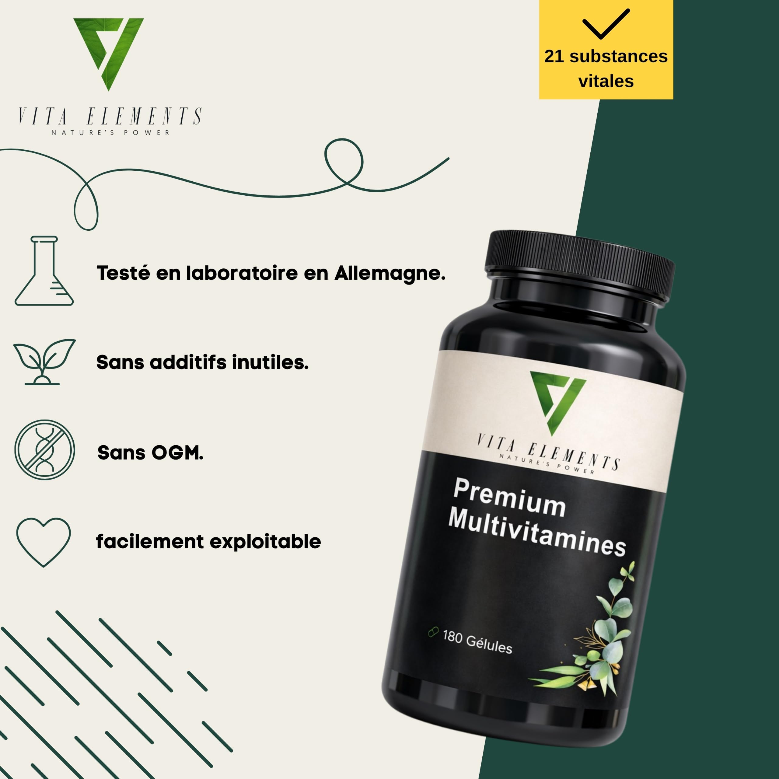 Vita Elements Complexe Multivitamines - 180 gélules - Lot de 3