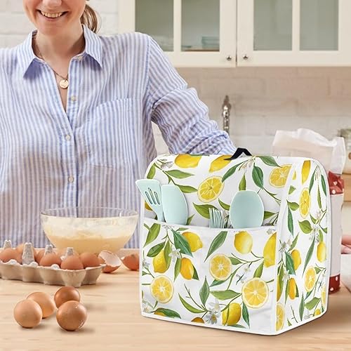 Miniatura 4 de Funda para batidora con estampado de flores de limón, compatible con 6-8 cuartos de galón de capacidad, organizador de electrodomésticos de cocina,
