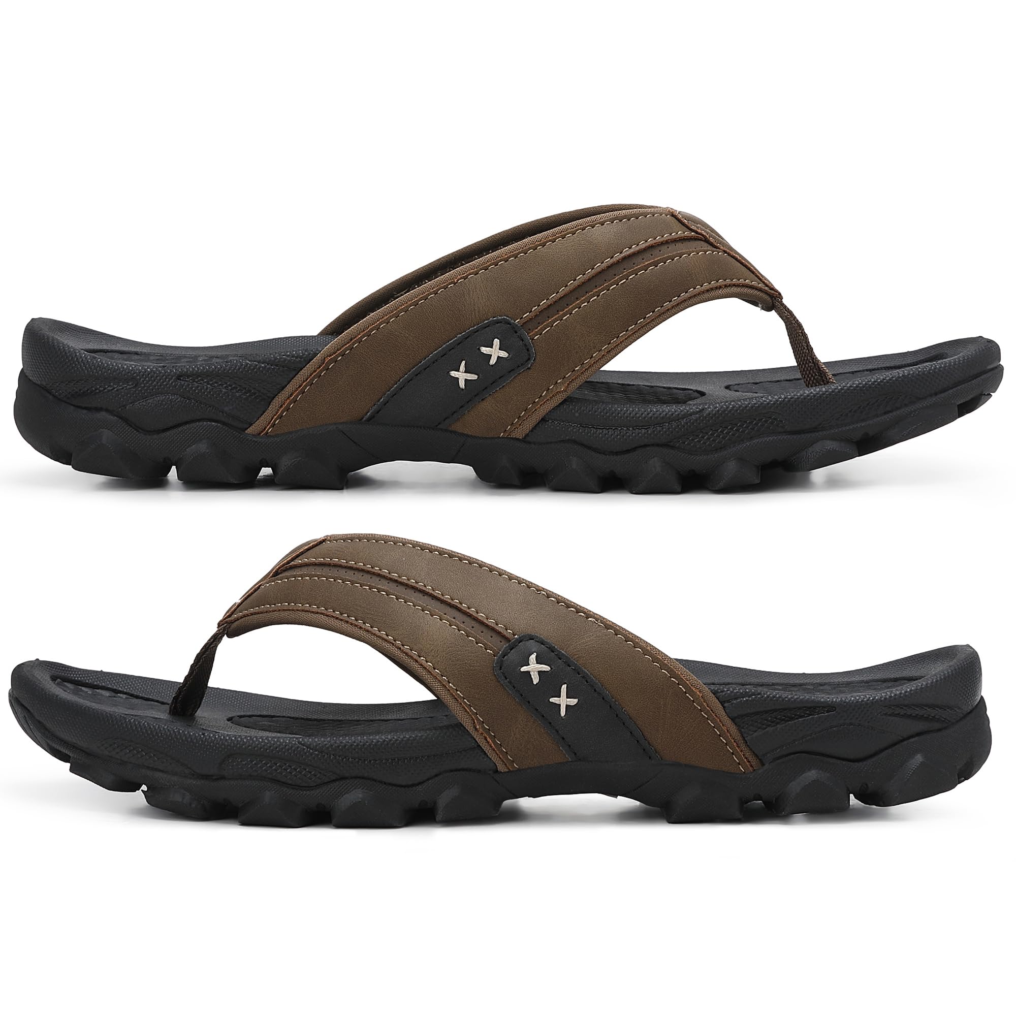 ARRIGO BELLO Tongs Homme Été Tongue Cuir Claquette Confortable Piscine Plage Antidérapant Sandales Taille 41-46