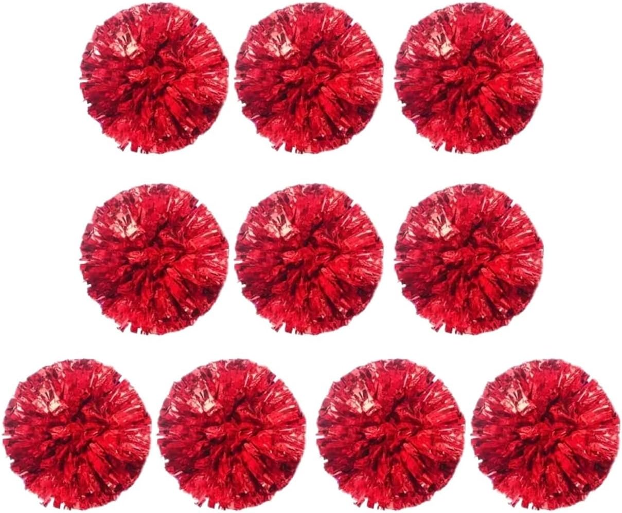 Dance Cheerleading Pompoms, Cheerleading Pom Poms Pack of 10 Multicolor with Finger Ring