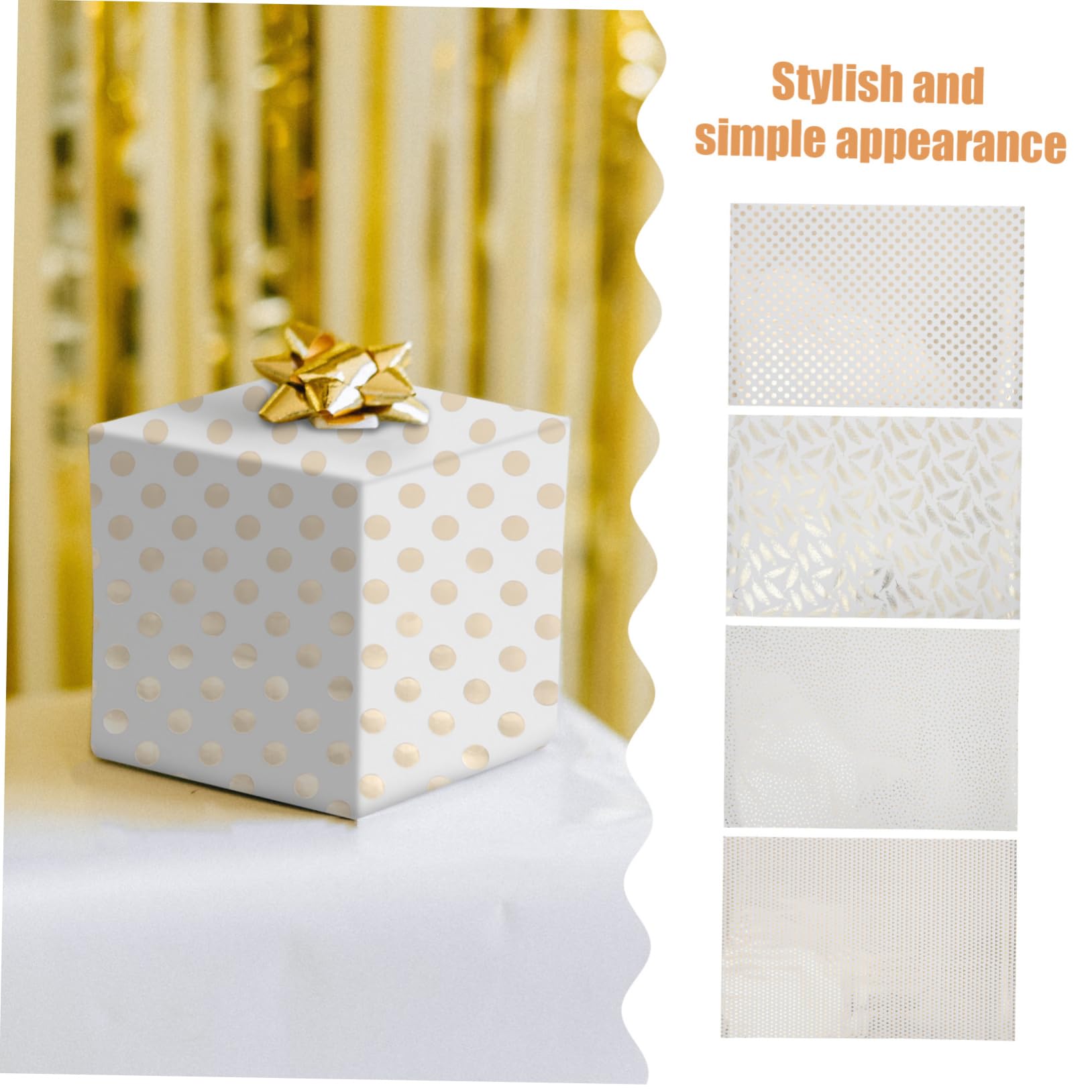 Goldenes Geschenkpapier 8 Stück Pack, Reißfestes Dickes Papier | Elegantes Design für Feiern und Babyparty, Große Bögen, Luxuriöse Optik