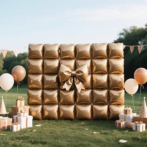 Miniatura 6 de NISOCY Globos de Otoño de Acción de Gracias 25PCS Globos Cuadrados Marrones de Papel de Aluminio Telón de Fondo de Pared de Doble Cara Kit de Arco
