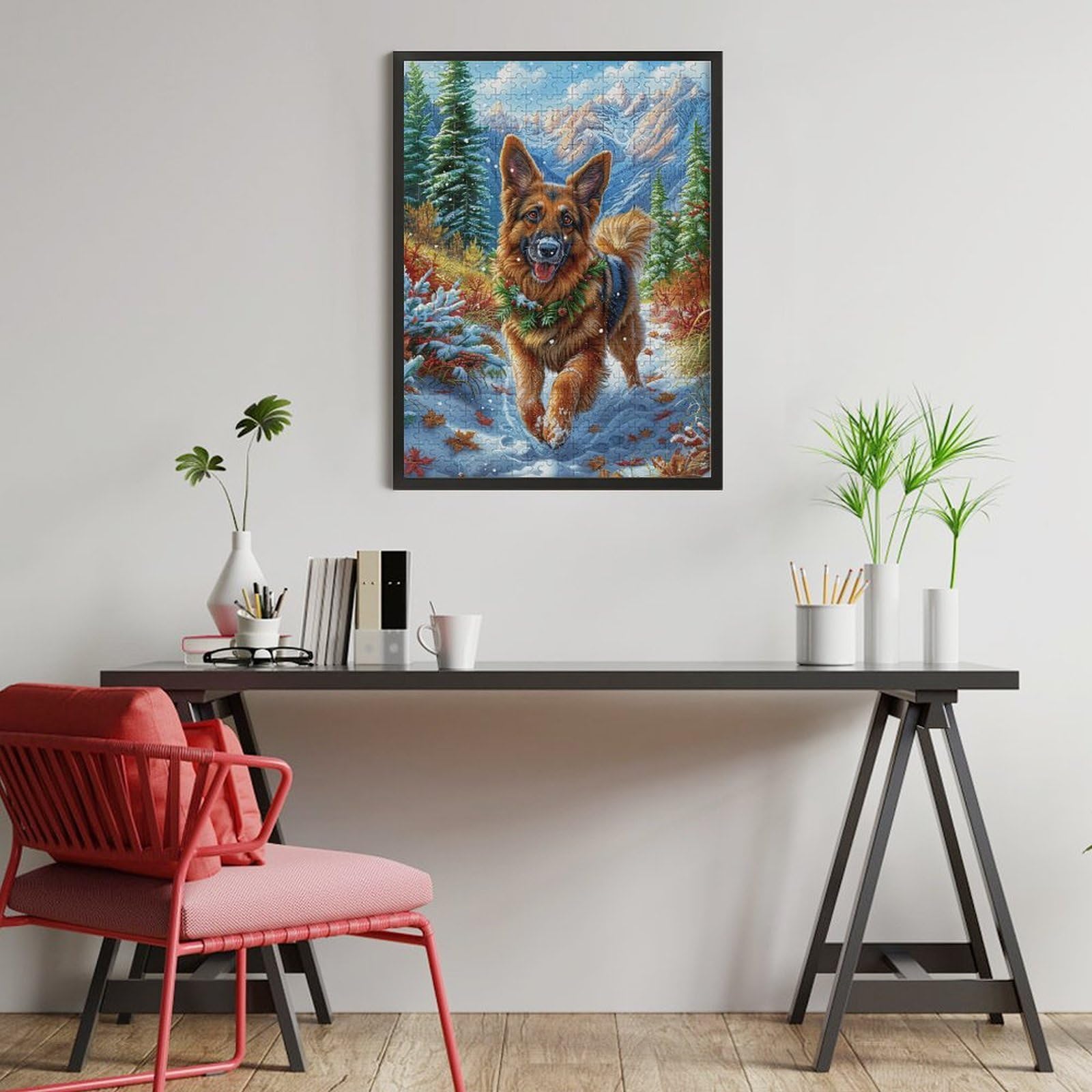 Snow German Shepherd 500 Piece Jigsaw Puzzle for Adults Animals And Plants Jigsaw Family Vacation Activity Vibrant Creative Challenge Stress Relief Pastime 500 PCS