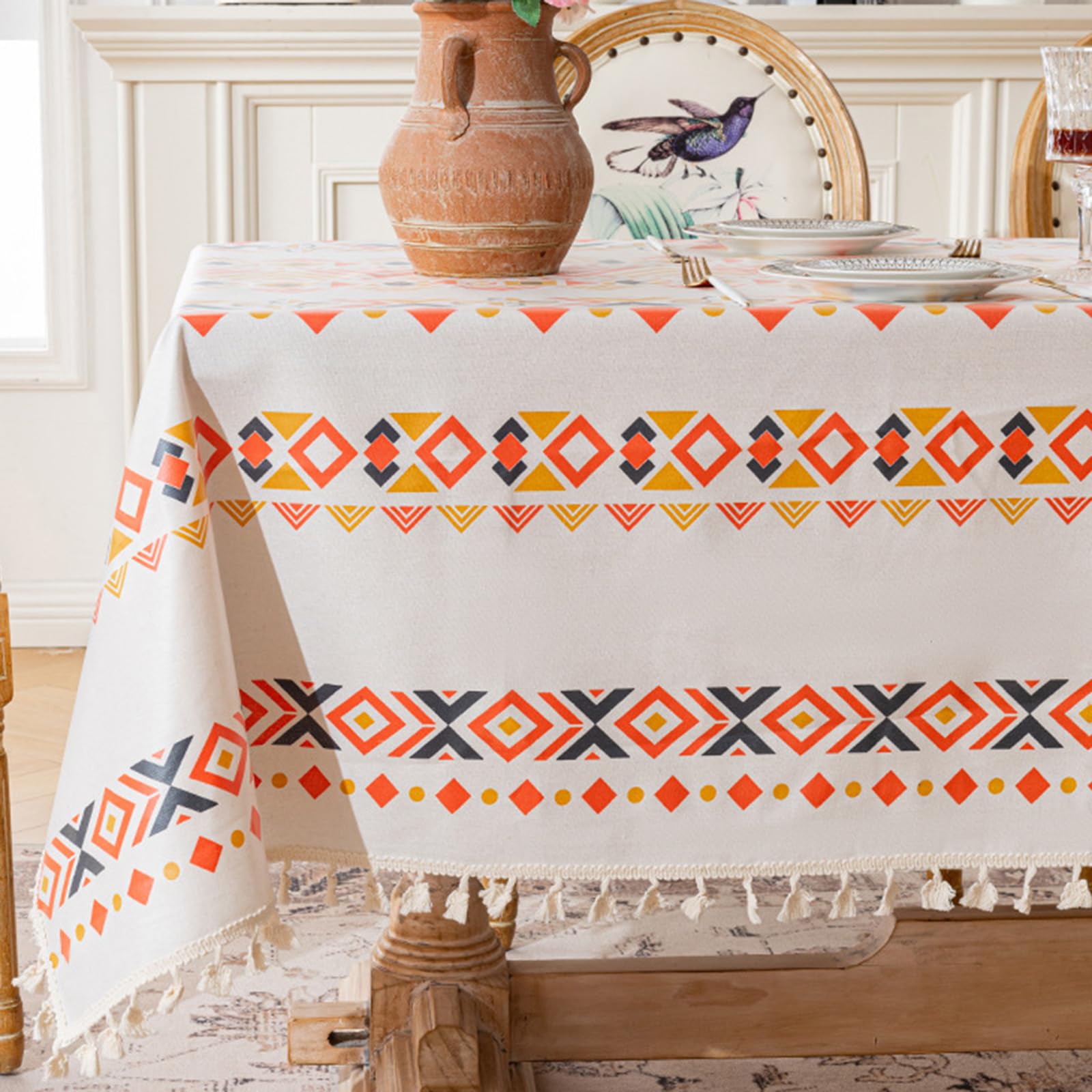 Mantel de tela de polialgodón suave que mejora la estética del comedor, decoración de mesa de banquete de gran tamaño