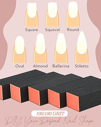 Miniatura 5 de Maryton Bloque de pulidor de uñas, grano mediofino 100180 pulidores de acabado para uñas acrílicas, uñas de gel, kit profesional de 3 vías para