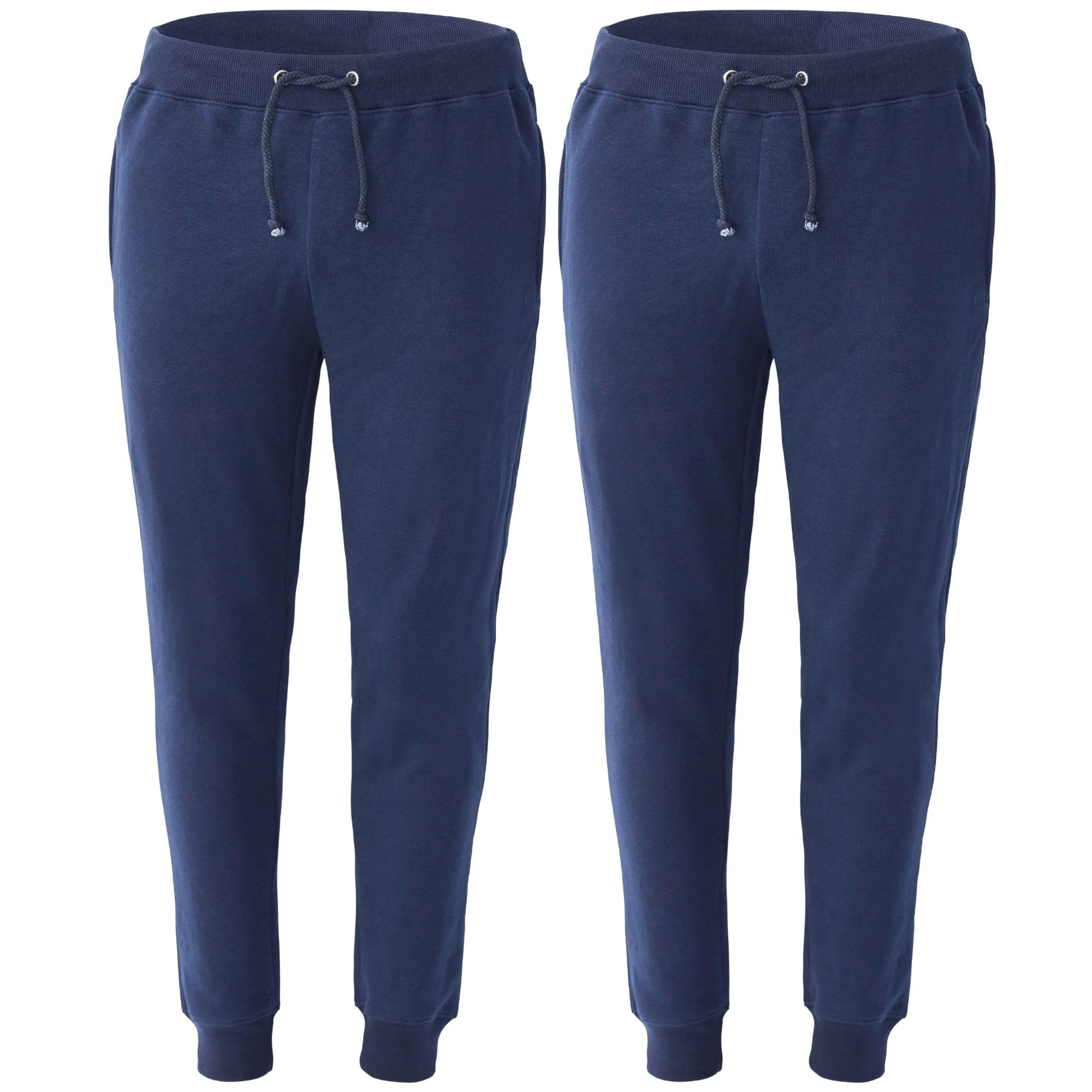 Zargun Kids Jogging Bottoms 2-Pack Slim Fit PE Joggers, Activewear Sweatpants, Lounge Pants, and Uniform Trousers for Boys & Girls, Ages 5-14 (UK, Age, 11 Years, 12 Years, Regular, Navy)