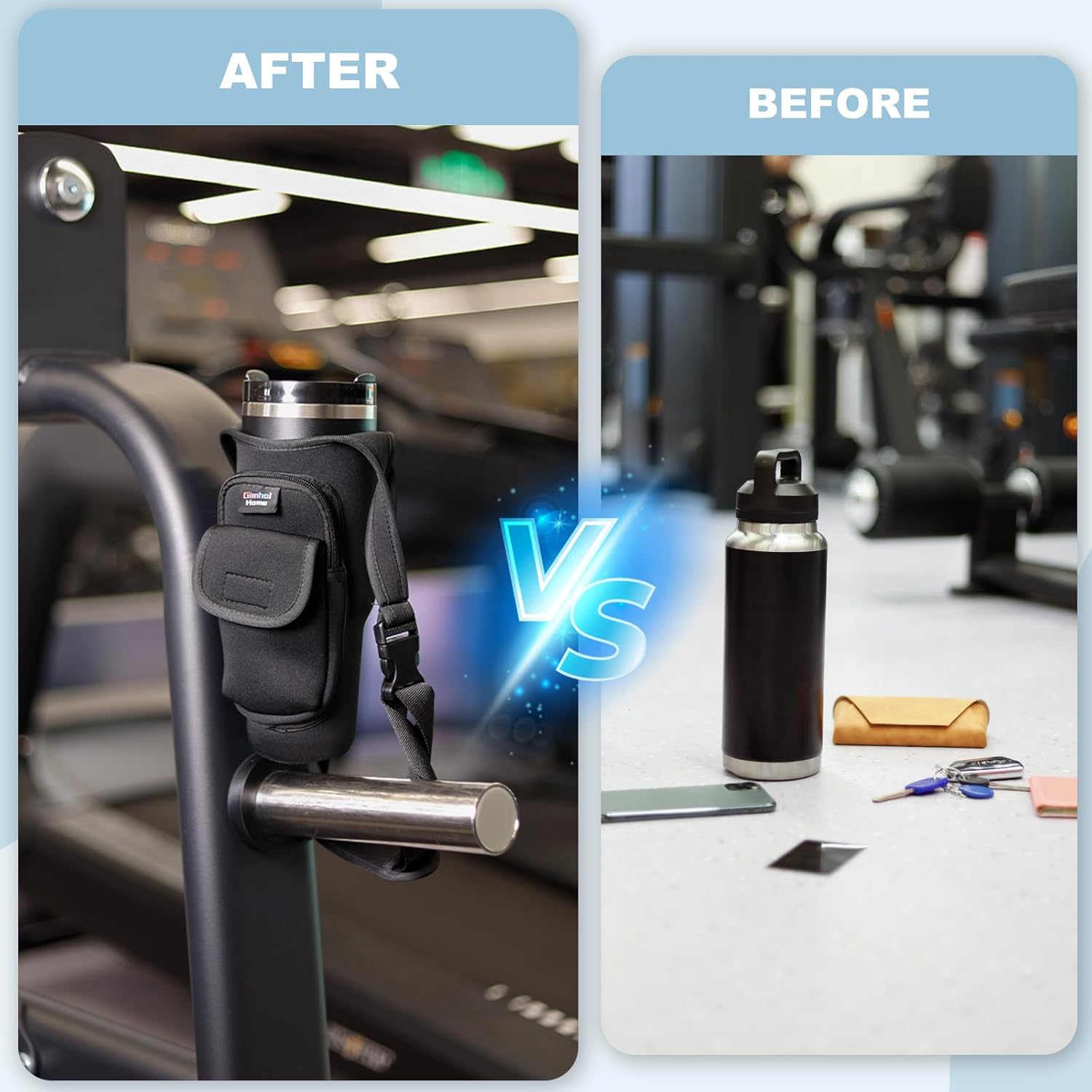 Magnetic Gym Bags for Men & Women – Magnetic Bag Water Bottle Sling Bag for Stanley Cups | Water Bottle Holder with Card Pockets, AirPod Case for Fitness, Hiking, Workouts (Black) - Image 7