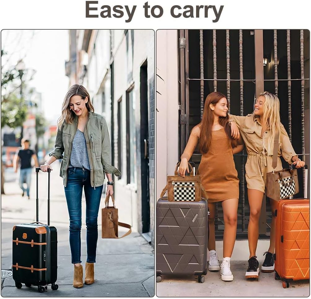 PCBAG Women's Checkered Crossbody Bag Vintage Black and White Faux Leather Tote Handbags Purse Adjustable Strap Casual Shoulder Bag for Work Travel - Image 7