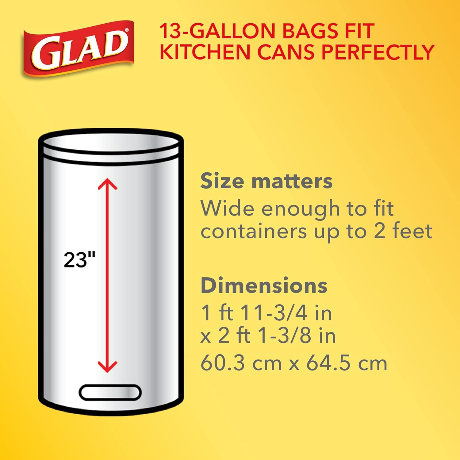 Glad Tall Kitchen Trash Bags 13 Gallon, Unscented Garbage Bags, Handle-Tie, 50 Count White 1 Count (Pack of 50)