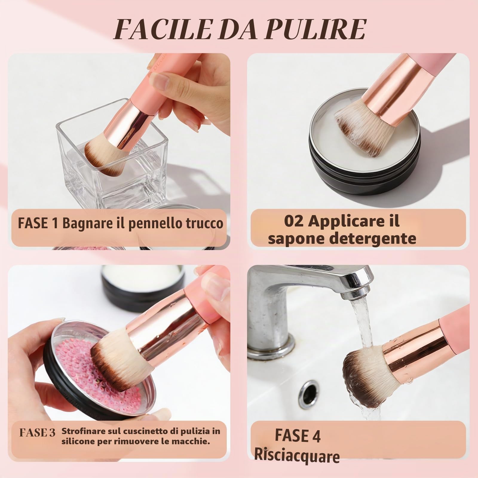 DUcare Pennello Fondotinta Flat Top Pennelli Make Up Kabuki per Fondotinta Liquido per Lucidatura, Puntini, Correttore