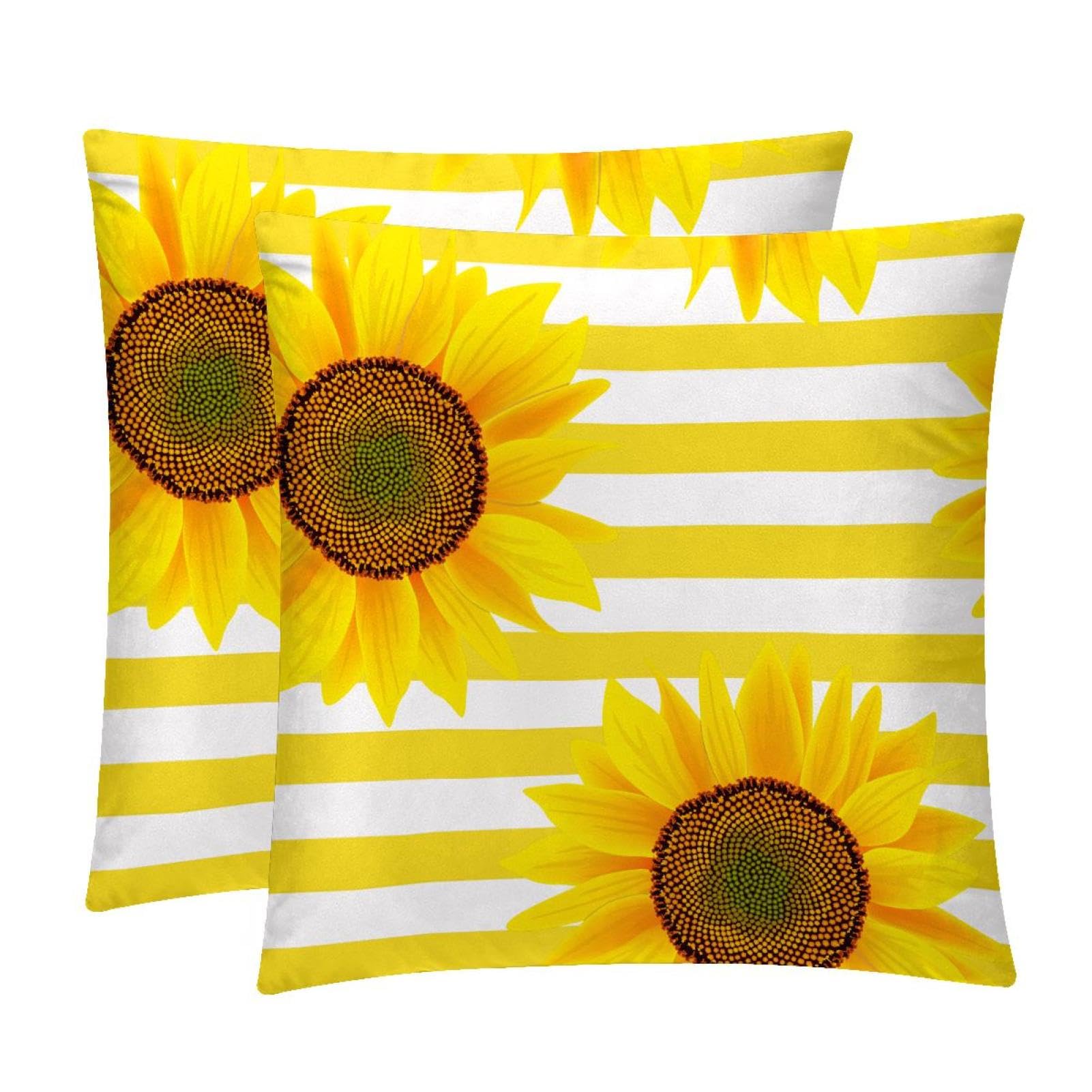 TDGKPZ Sunflower Throw Pillow Cases 2 Pack Pillowcases Zipper Cushion Covers For Bedroom Living Room 40x40cm