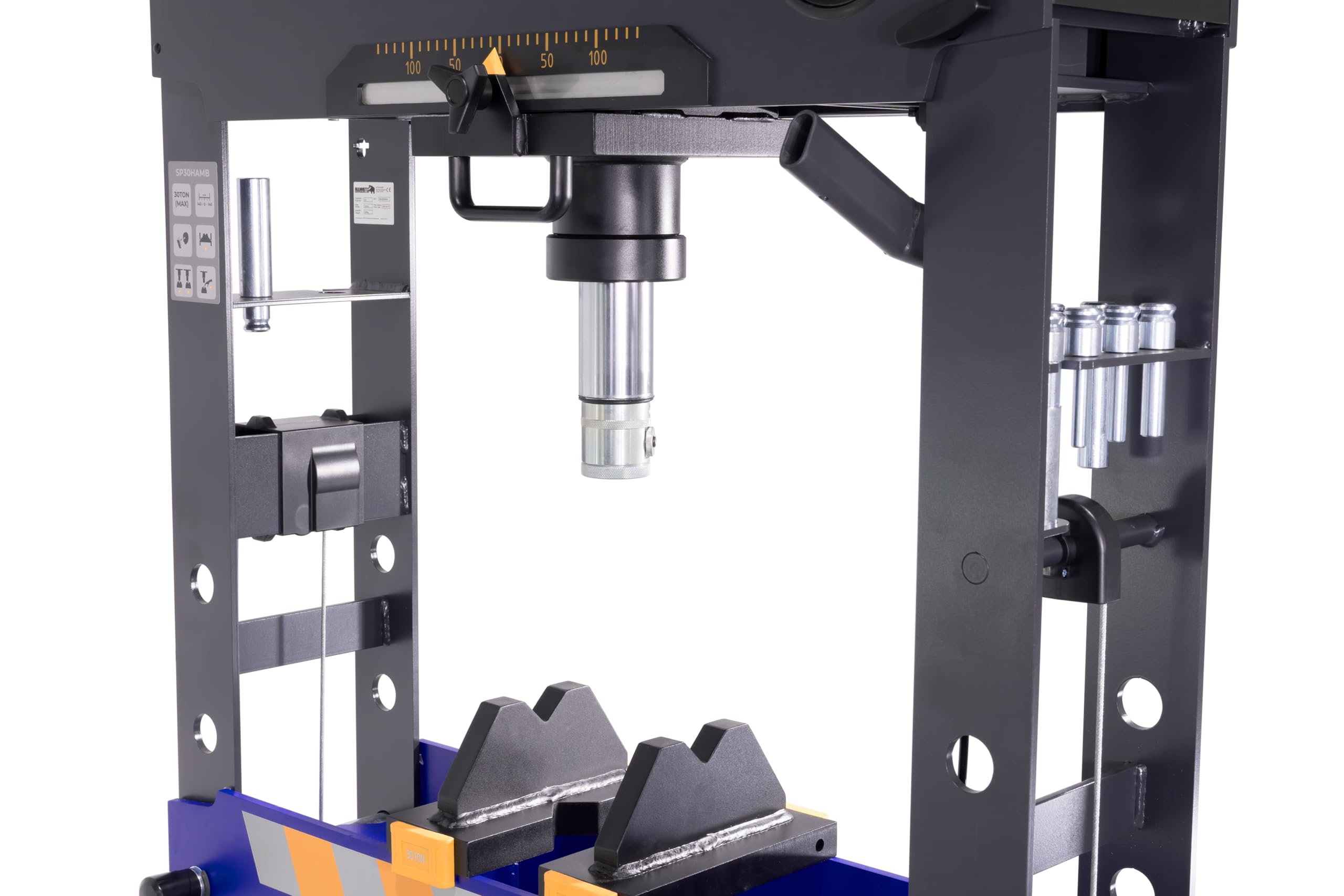 30t 00012 - Pressa da officina, dimensioni interne: 750 mm, extra larga, manuale + pneumatica