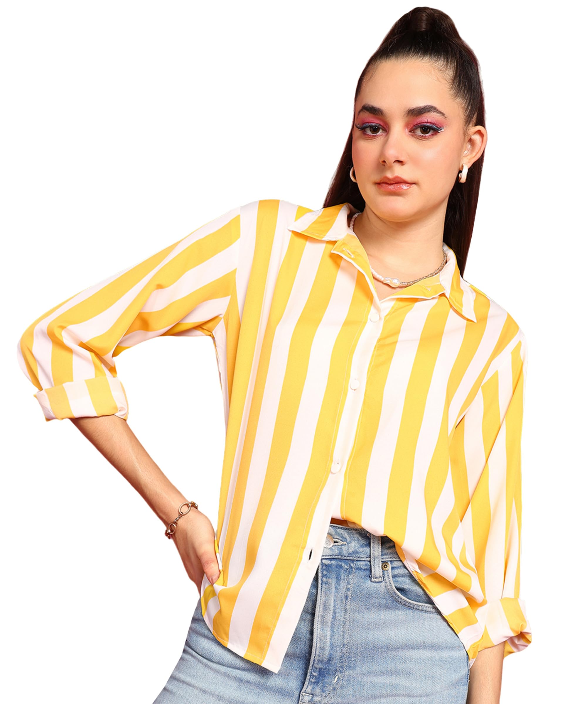 Roadster Printed Full-Sleeves Regular-Fit Polyester Printed Shirt for Women Stylish Western Casual Wear in multi