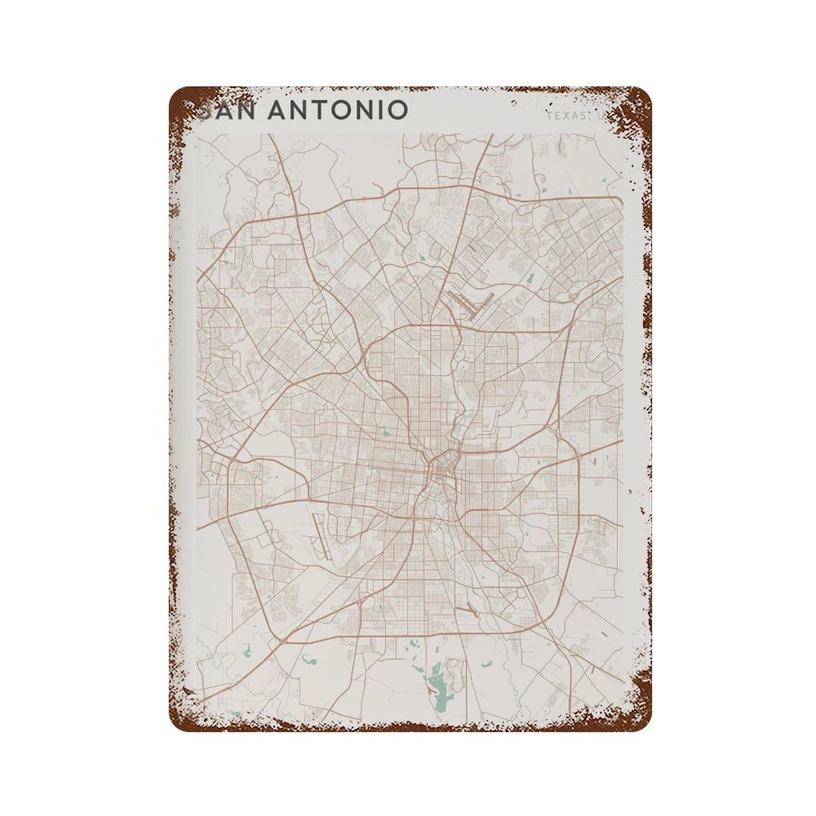 xiaoxiaoshen San Antonio Map Texas Wall Decor Art Metal Tin Poster Modern Home Decor Art Home Bar Shop Decorations Vintage Sign 40x30cm