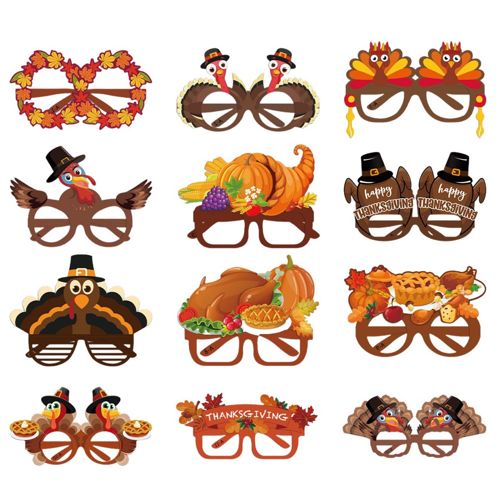 HZBB Kids Thanksgiving Craft Set Paper Turkey Vegetable Glasses for Family Photo Meetings and Holiday Parties Vegetable Paper Characteristics for Kids