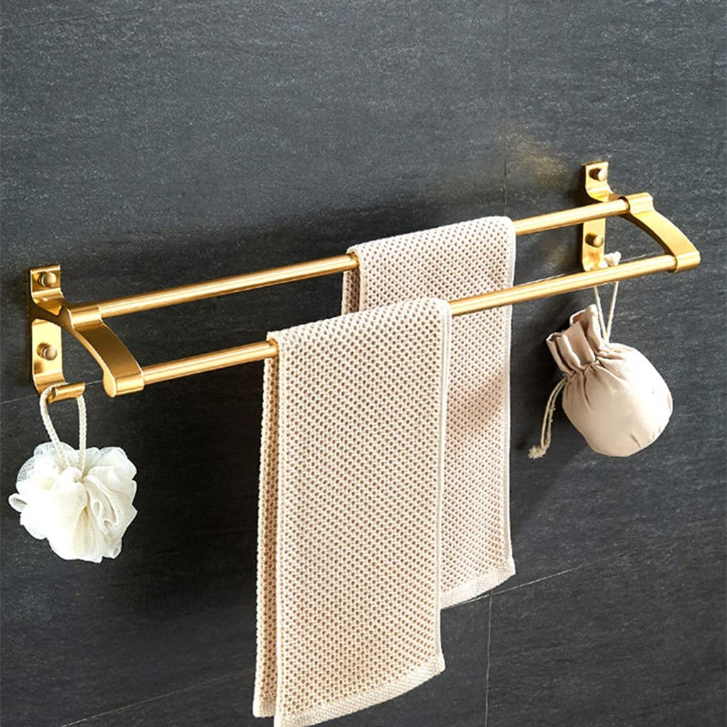 Porte-serviettes double de salle de bain finition or design 60 cm