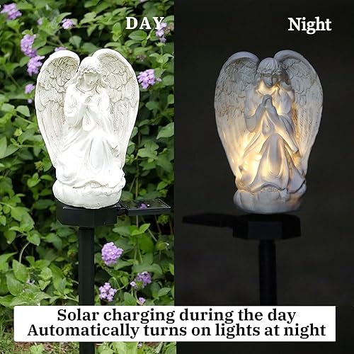 Miniatura 4 de Luz LED solar de jardín con estaca, decoración impermeable al aire libre para decoración de pasarela, patio, fiesta, ángel blanco