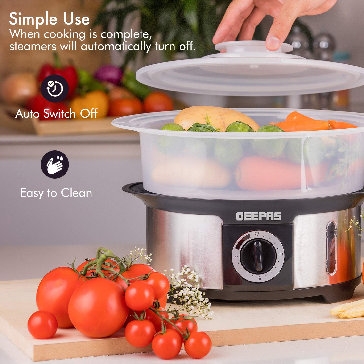 Buy Geepas Food Steamer 12L Capacity 3 Tiers BPA Free Removable 75