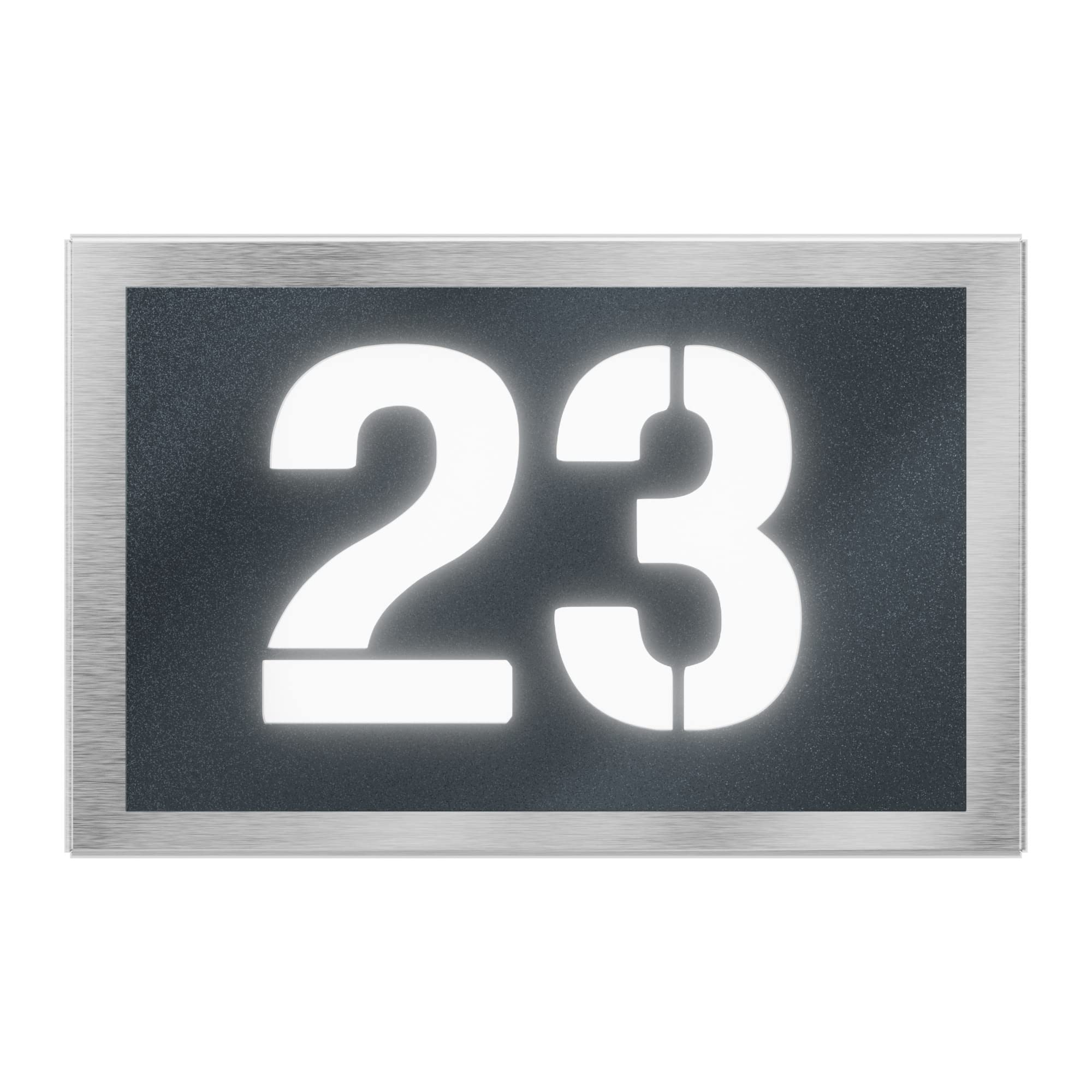 beleuchtete Hausnummer aus V2A Edelstahl 215x150mm - Anthrazit RAL 7016 - Wetterfest Rostfrei Individuell anpassbar nach eigener Nummer - Made in Germany