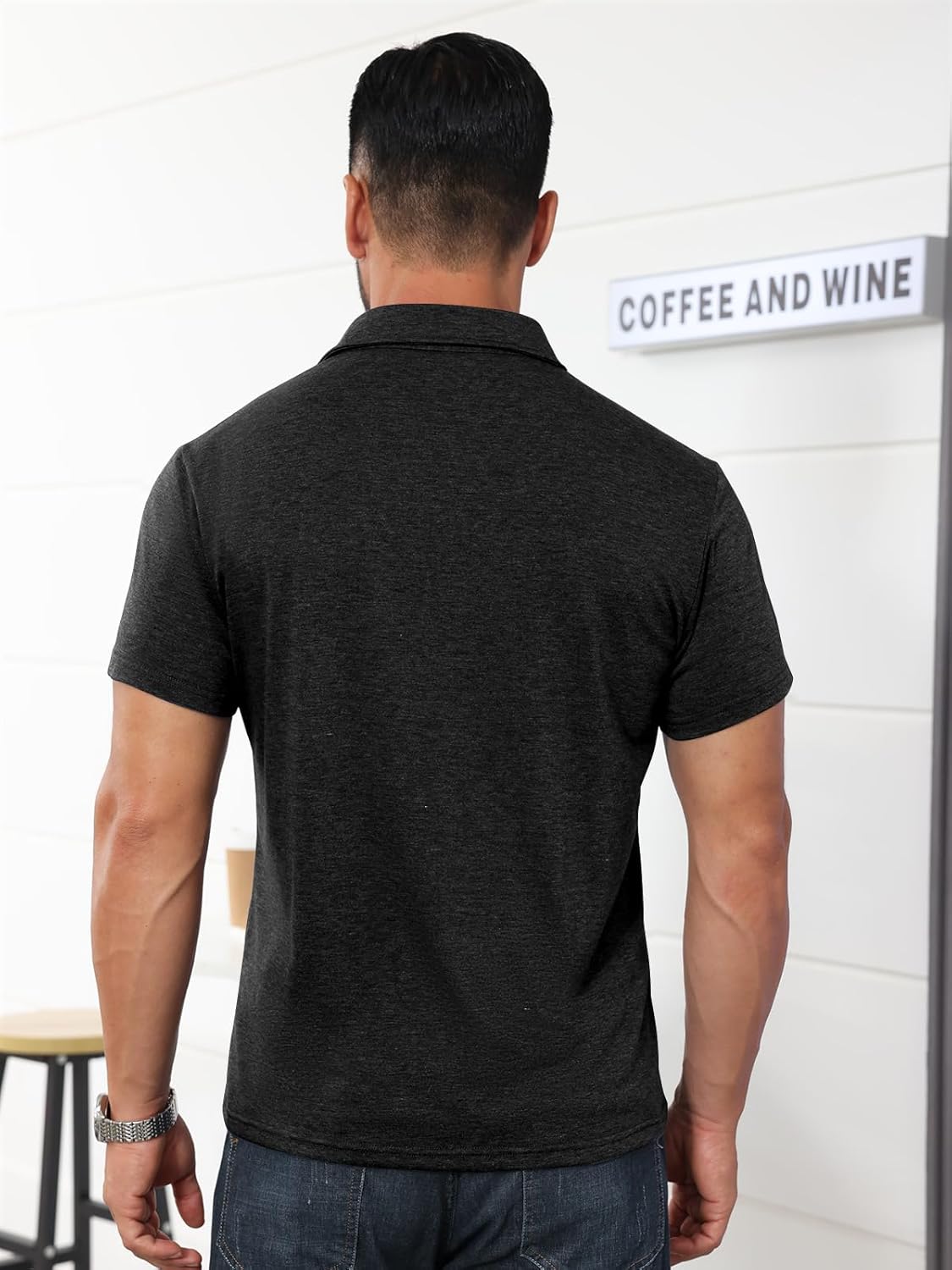 Angbater Men's Button Polo Shirts Short Sleeve Casual Summer T-Shirt Slim Fit Contrast Color Golf Shirt - Image 4