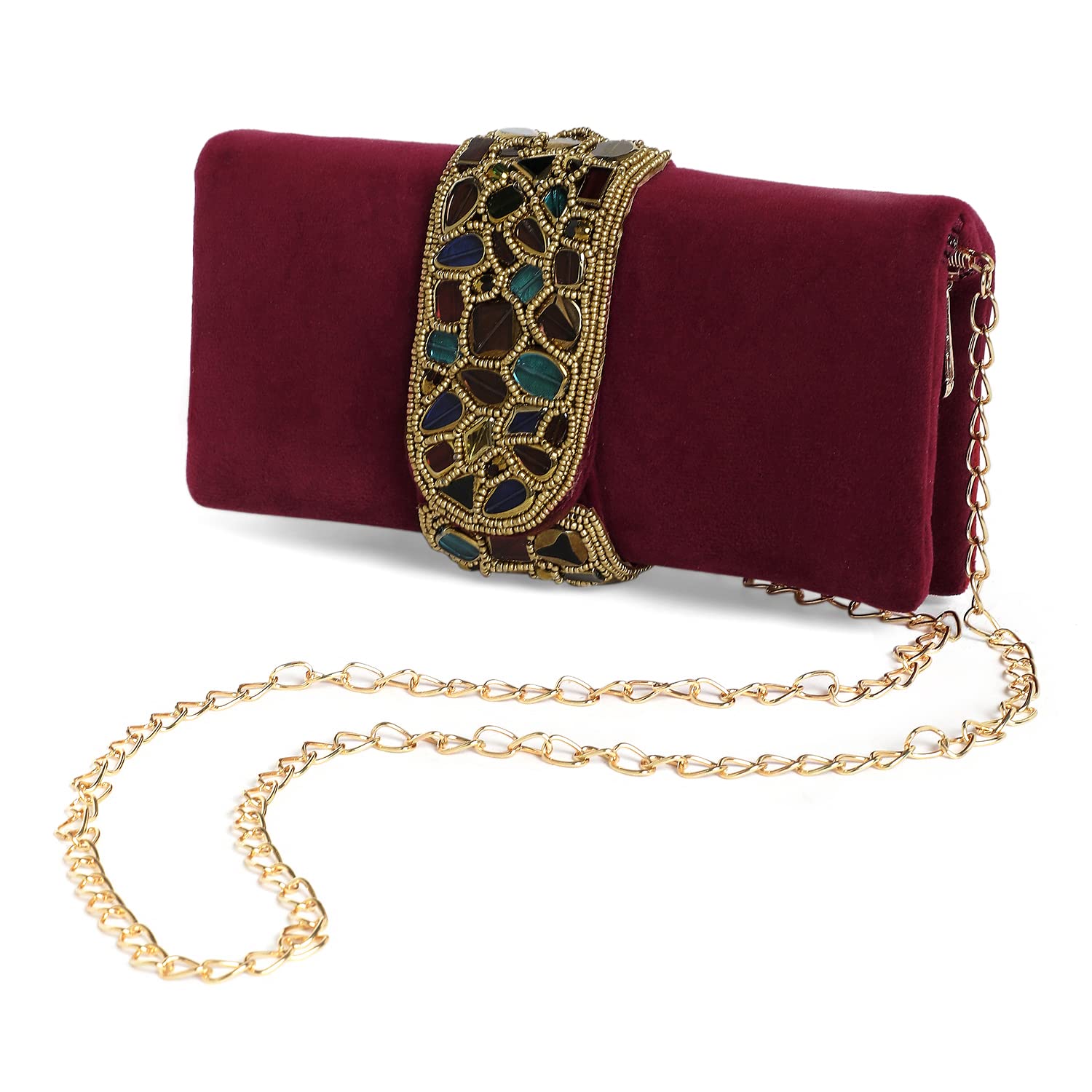 Maroon Clutch Purses for Women Handmade Evening Handbag Stylish Bridal Fashion Clutch Bag for Girls (C118M)-image-0