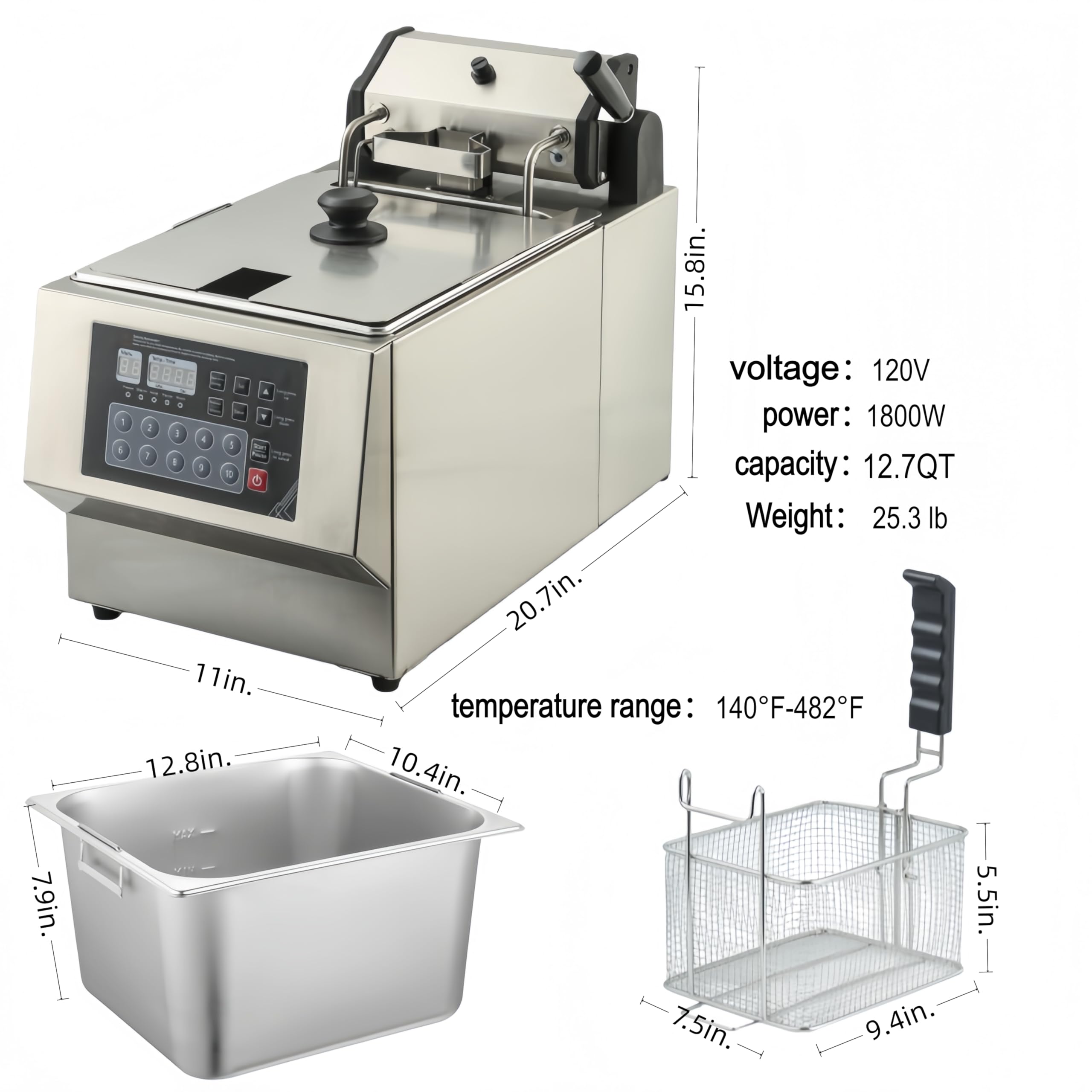 Amazon.com: Auto Lift Automatic Deep Fryer 1800W, Commercial