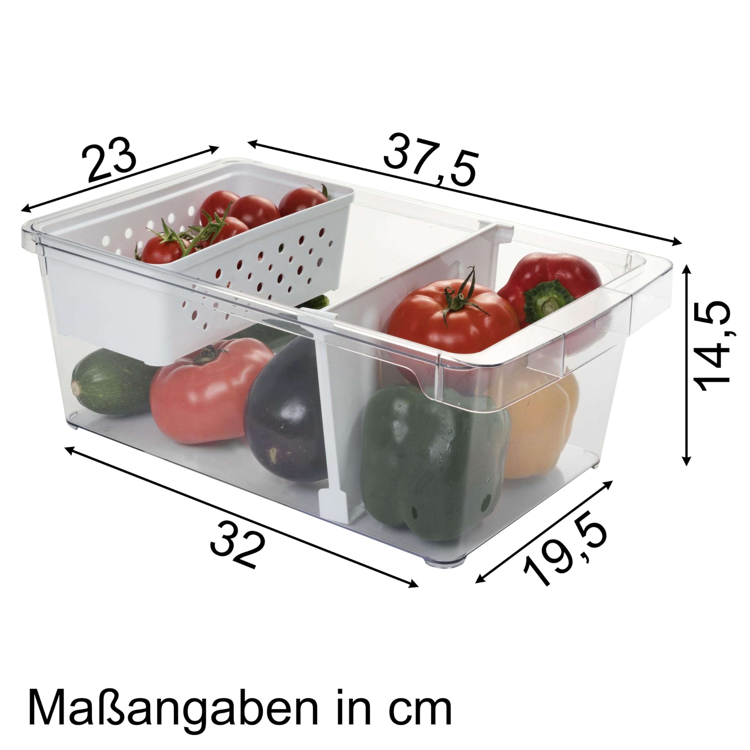 4 organizadores frigorífico copas divisor 37x23x14,5cm transparente asa