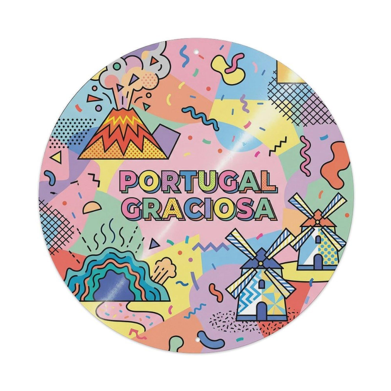 Graciosa Volcanic Portuguese Color Block Nature Travel Metal Tin Sign