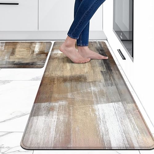 Miniatura 8 de MAYHMYO Juego de 2 alfombras y tapetes de cocina verde azulado, 20 x 48 + 20 x 29.5 pulgadas, color turquesa, alfombra de cocina de arte abstracto,