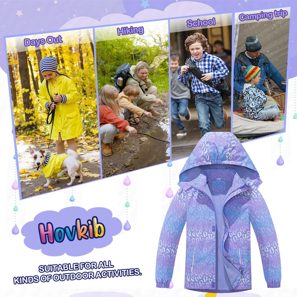 Chaqueta Impermeable Niña Chaqueta Cortavientos Térmica Chubasquero Ligera Abrigos con Capucha Outdoor Senderismo Chaqueta Edad 3-12