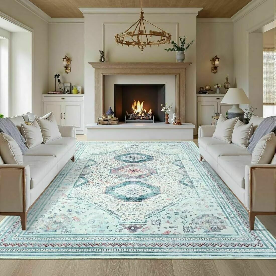 Tapis entrée 90x200cm à motifs élégants pour salon chic