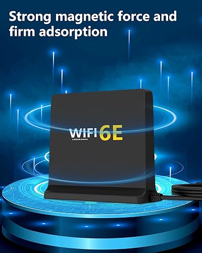 Miniatura 6 de Antena WiFi 6E 12dBi SMA hembra con Tri-Band 2.4G5.8G6GHz 3FT RG174 RP-SMA conector base magnética antena de extensión de alta ganancia para PC