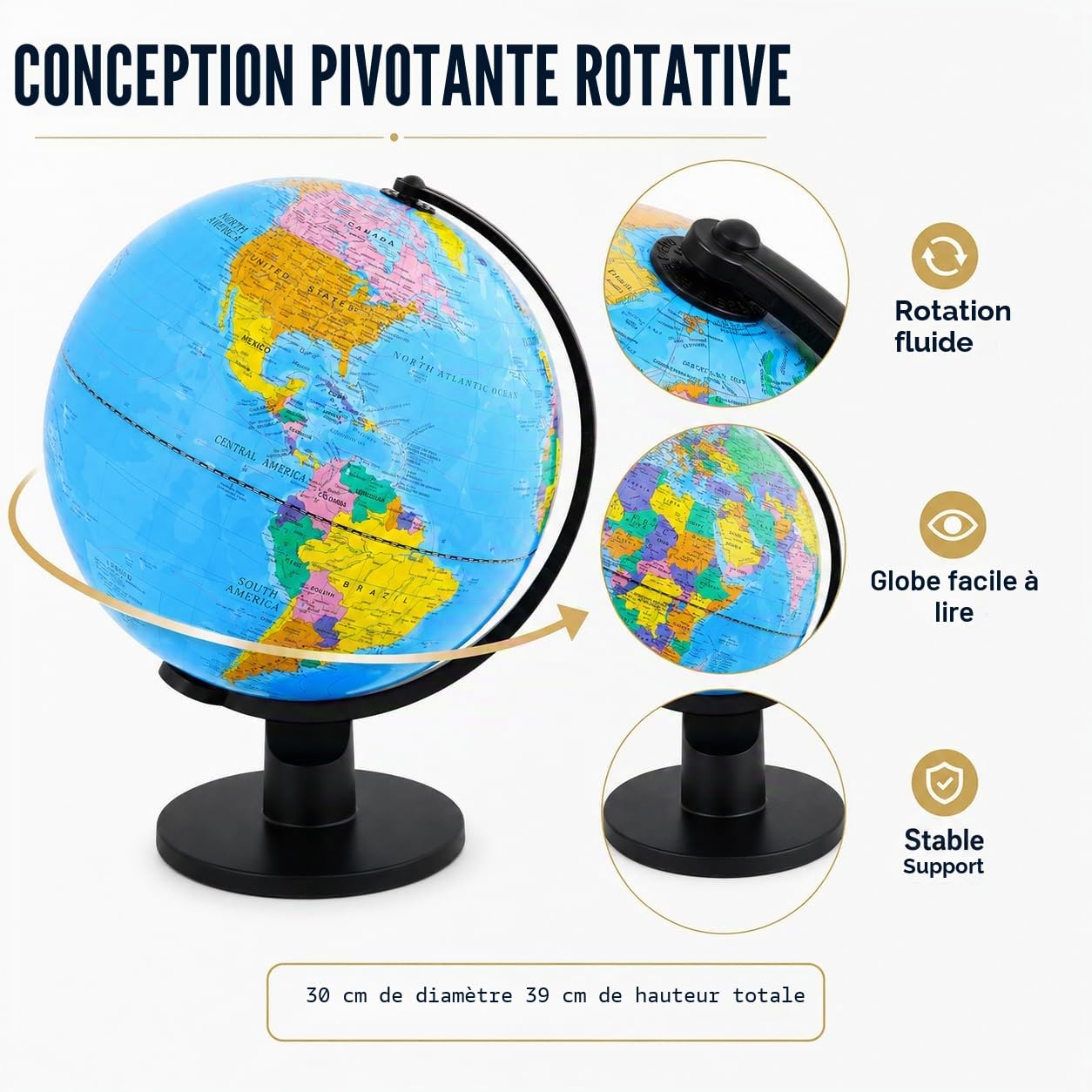 30cm Globe Terrestre - Carte en Anglais