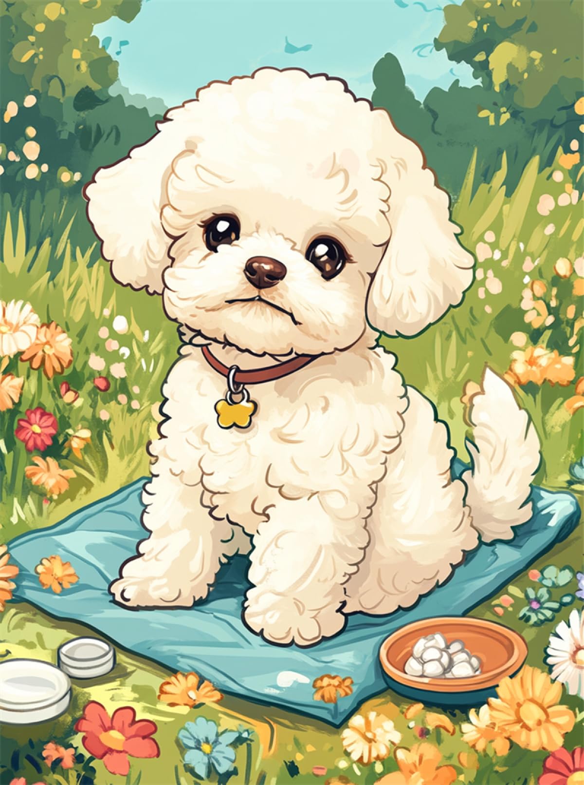 Axiangzik B N.lanshan Animal Diy Rug Making Kit Cartoon White Dog Diy Latch Hook Kits Hand Craft Embroidery Tapestry Carpet Rug Making Enthusiasts Gift 60X90cm