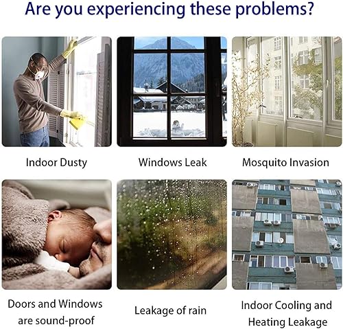 Miniatura 4 de TAROSE Burlete para puerta, 16.5 pies, burlete para puerta, tapón para puerta de ducha, sello de ventana, cinta adhesiva de silicona (blanco, 0.984