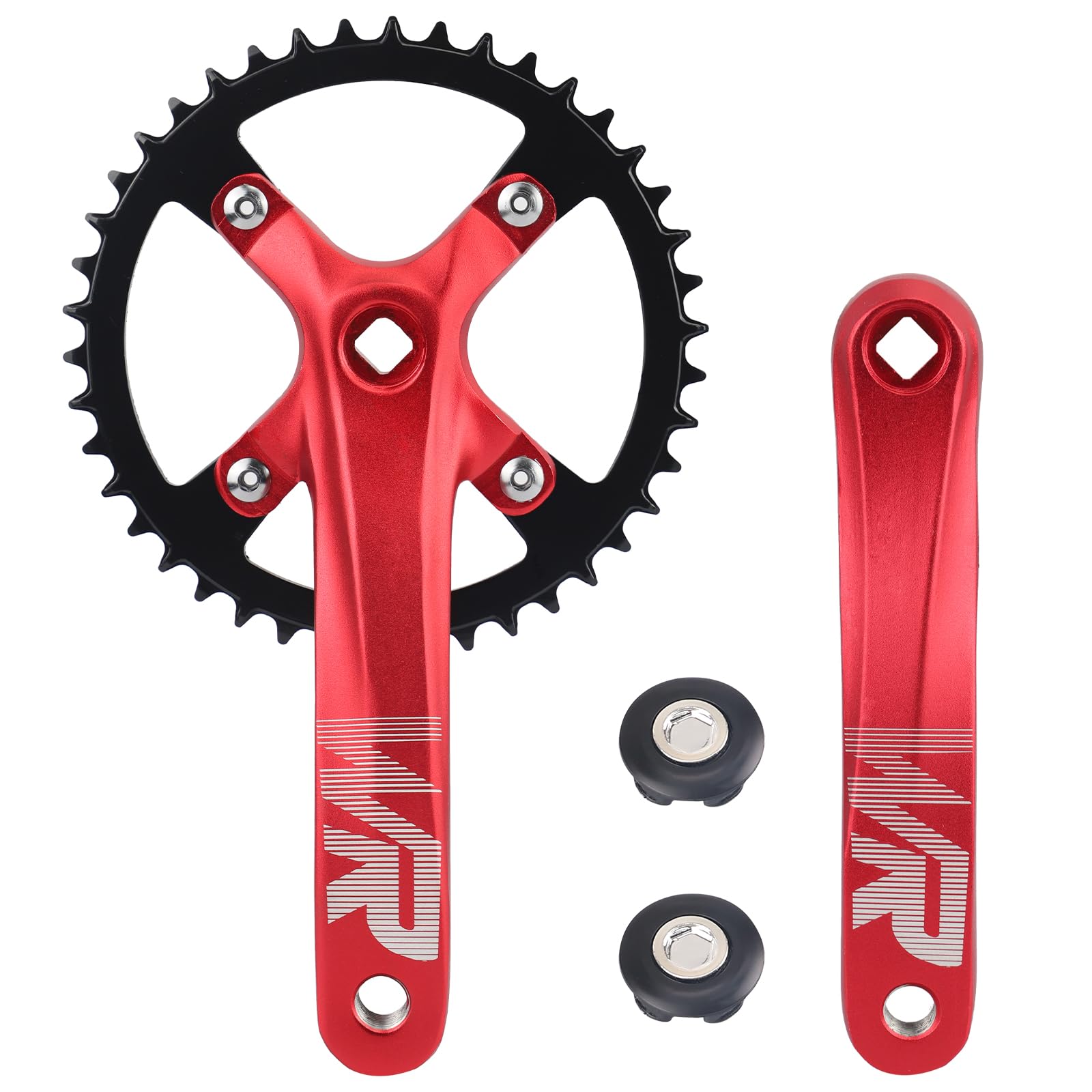MEGHNA Bicycle Crankset Set 170mm Chainring 42T Universal for Single Speed and 6/7/8/9/10/11 Speed Bike, MTB BMX Road Bike (Red)