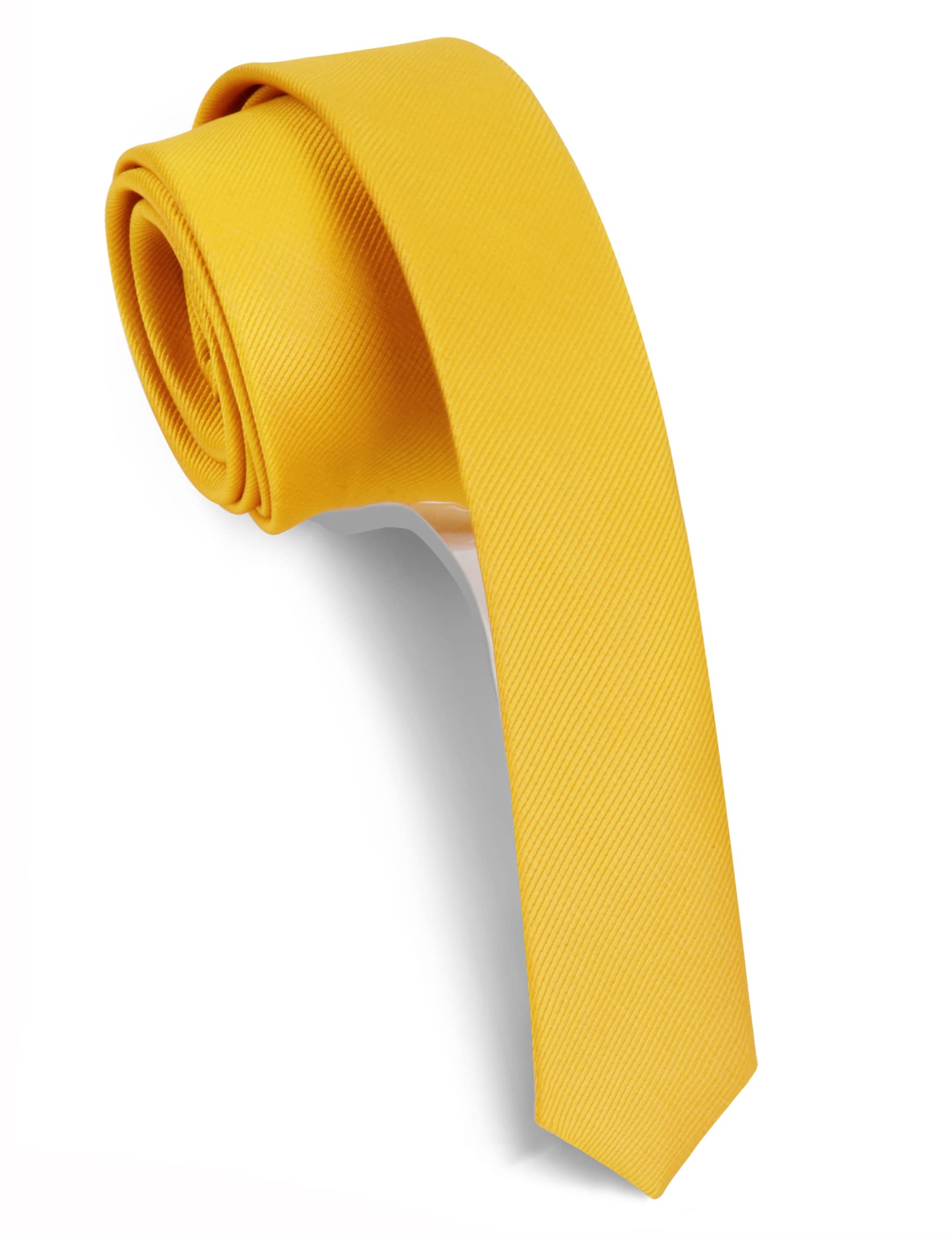 Gusleson Men's Gold Ties For Skinny Solid Tie Silk Slim Thin Necktie (Uk0801-14)