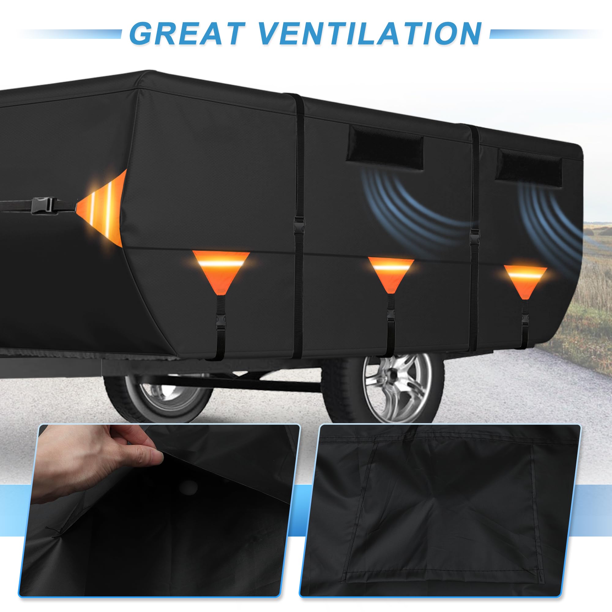 X AUTOHAUX Copertura pieghevole per camper, 3,7 m - 4,3 m, copertura pieghevole per roulotte, rimorchio, per l'inverno, resistente, rivestimento in poliuretano Oxford, impermeabile, anti-UV