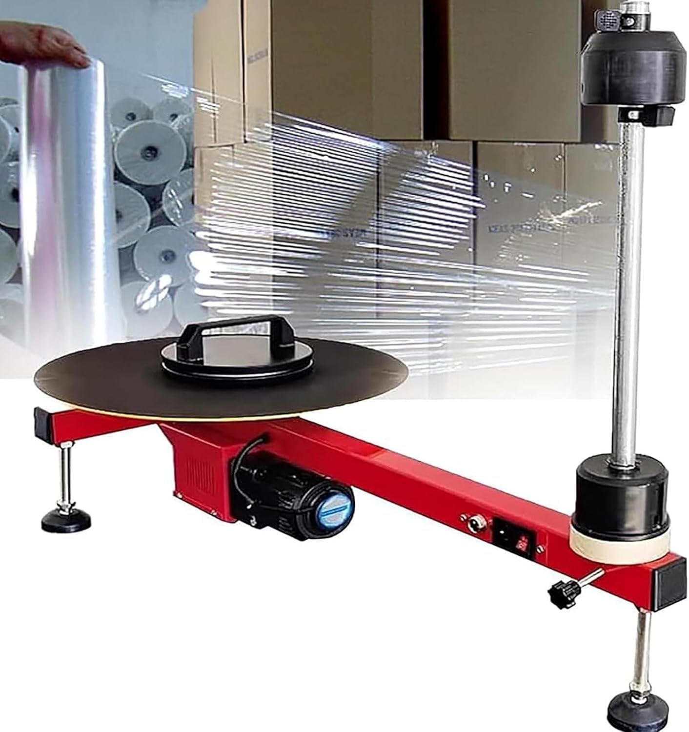 Máquina de embalaje de película elástica manual eléctrica, dispensadora, máquina de embalaje de palés, envoltura elástica de palés para película de ancho de 27.5 pulgadas