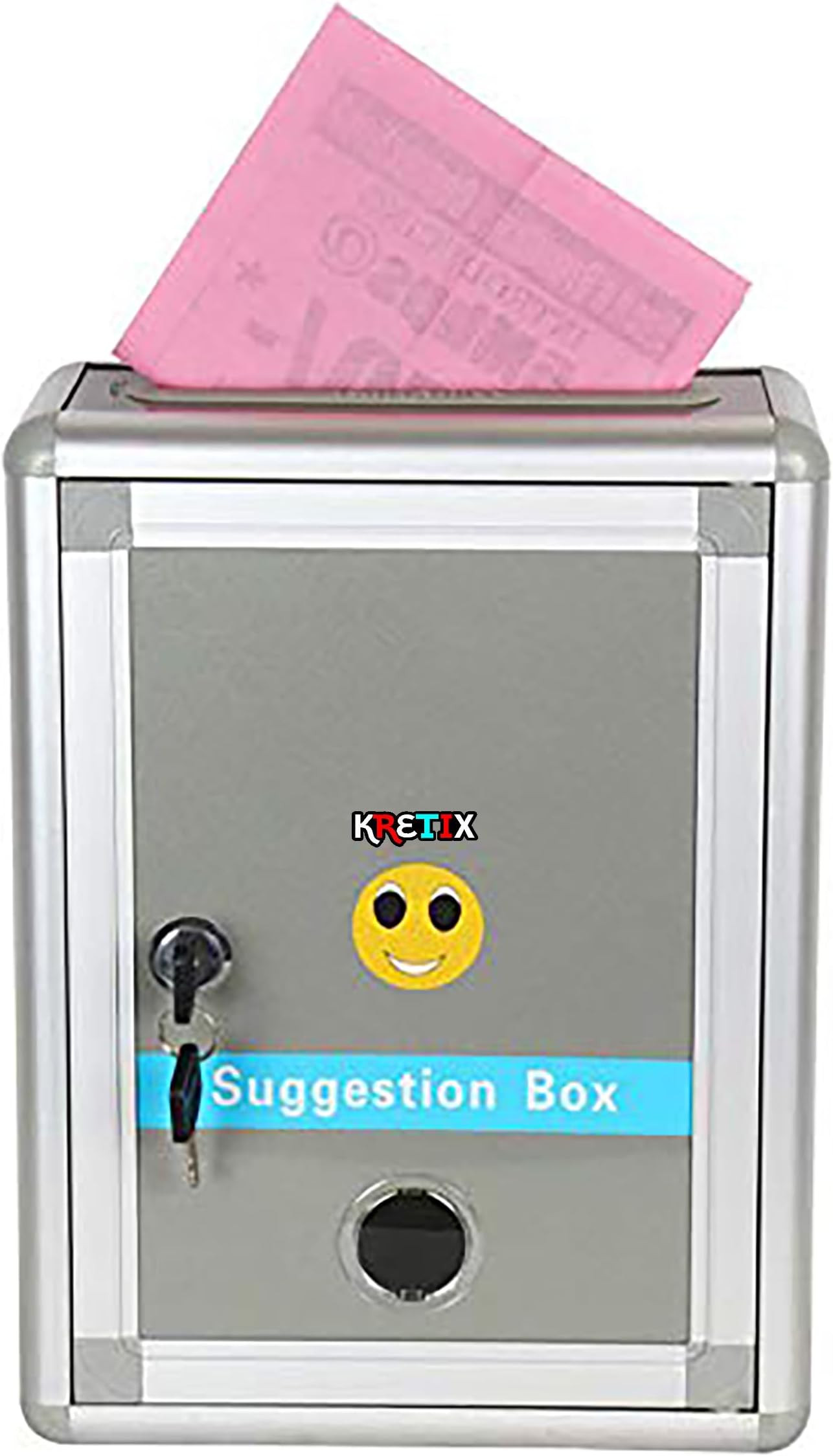 Plastic Suggestion Box | Charity Collection Box Office | Donation Box Secure Box with Top Slot and Lock with Keys | Wall Mount with pre drilled Holes | Key Drop Box for Home Office