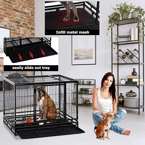 Miniatura 6 de Jaula para perros, jaula para perros grandes, resistente de 36 pulgadas, corral para mascotas para entrenamiento en interiores y exteriores, con