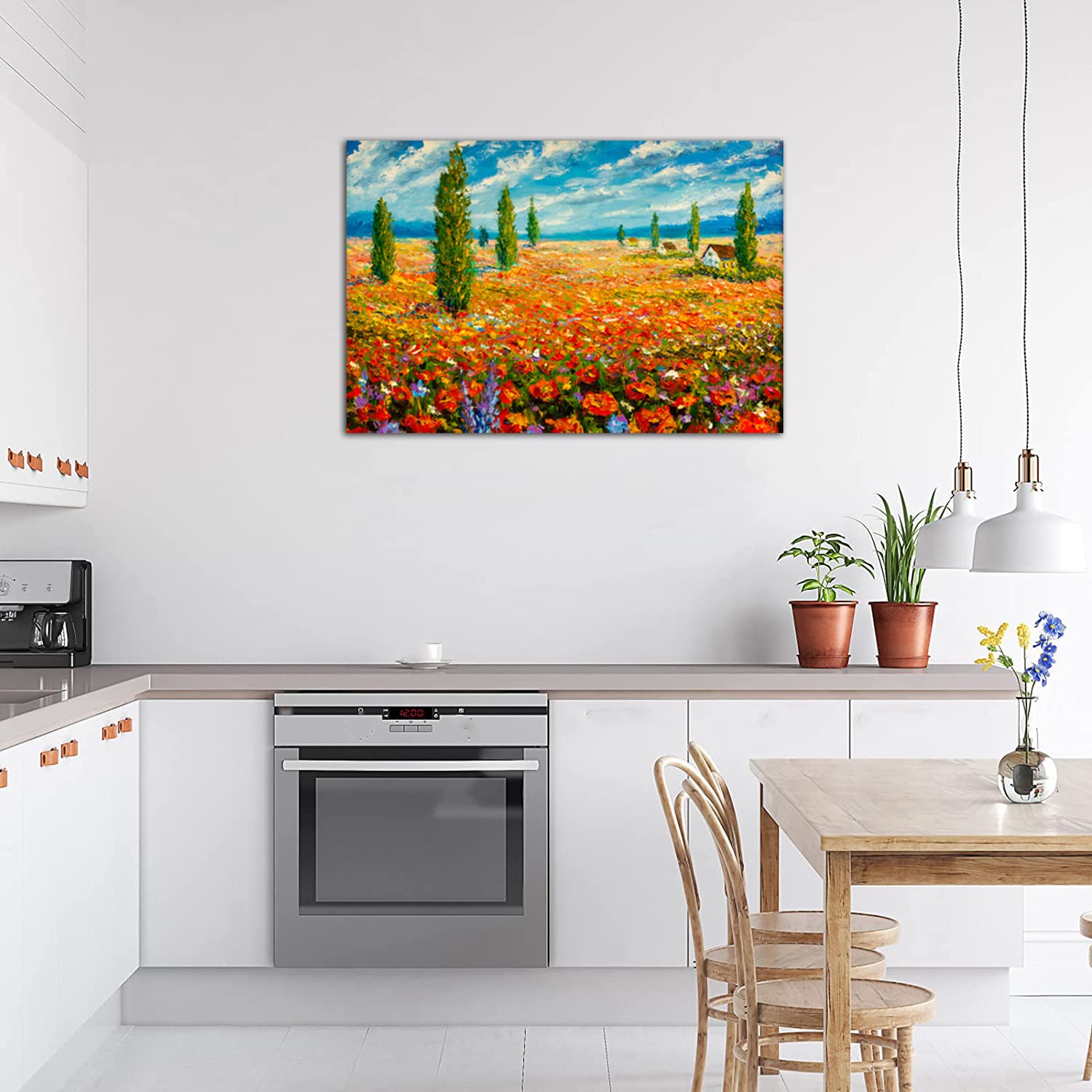 HOPNRU Poster della pittura a olio del prato floreale Claude Monet Paesaggio floreale Immagine della parete Stampa su tela Pittura Soggiorno moderno Decorazioni per la casa(80x120cm-Senza Cornice)