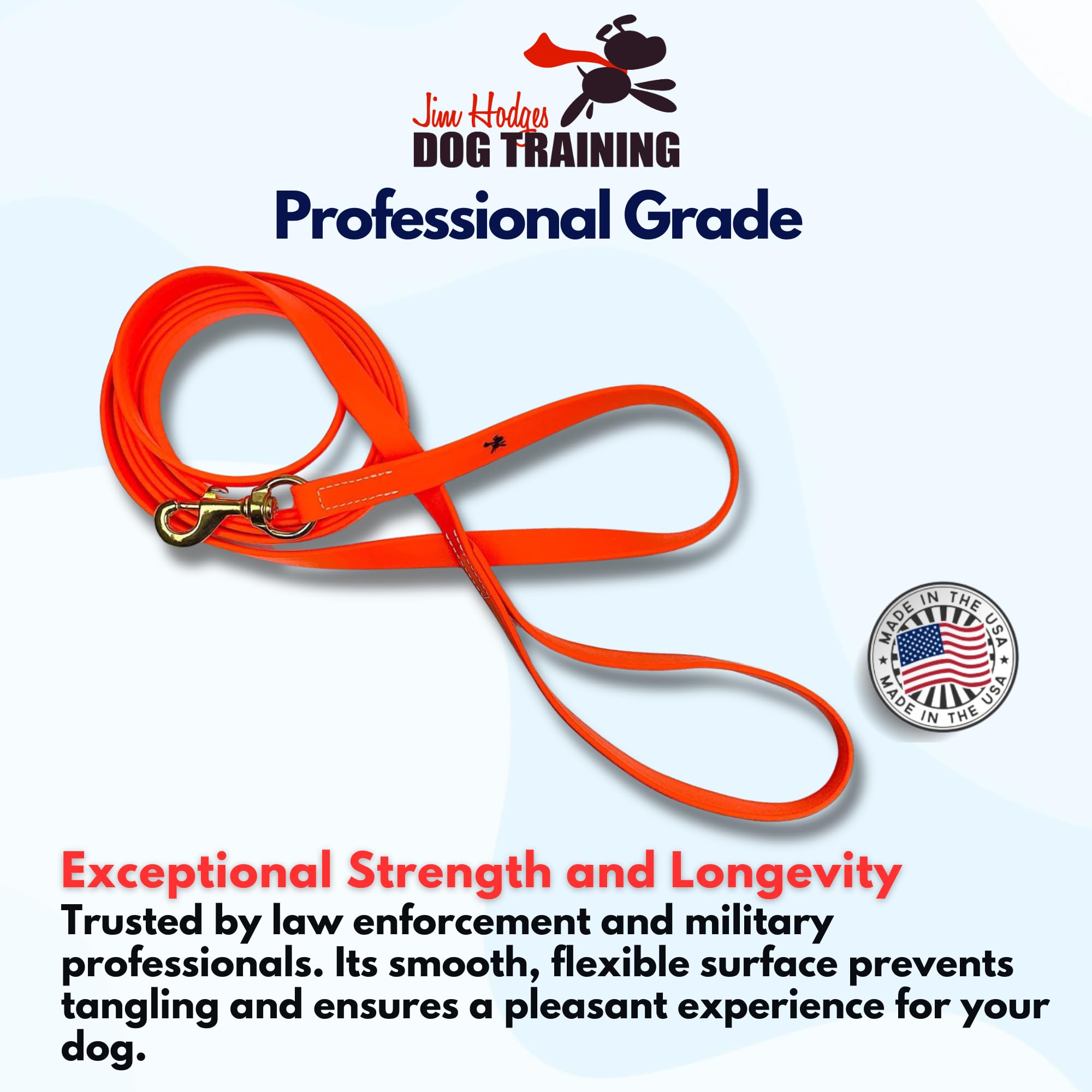 JIM HODGES DOG TRAINING Gummy K9 Biothane Long Line Leash for Dogs 10,15,20 and 32.5 Feet, Walking Tracking Training Service - Image 4