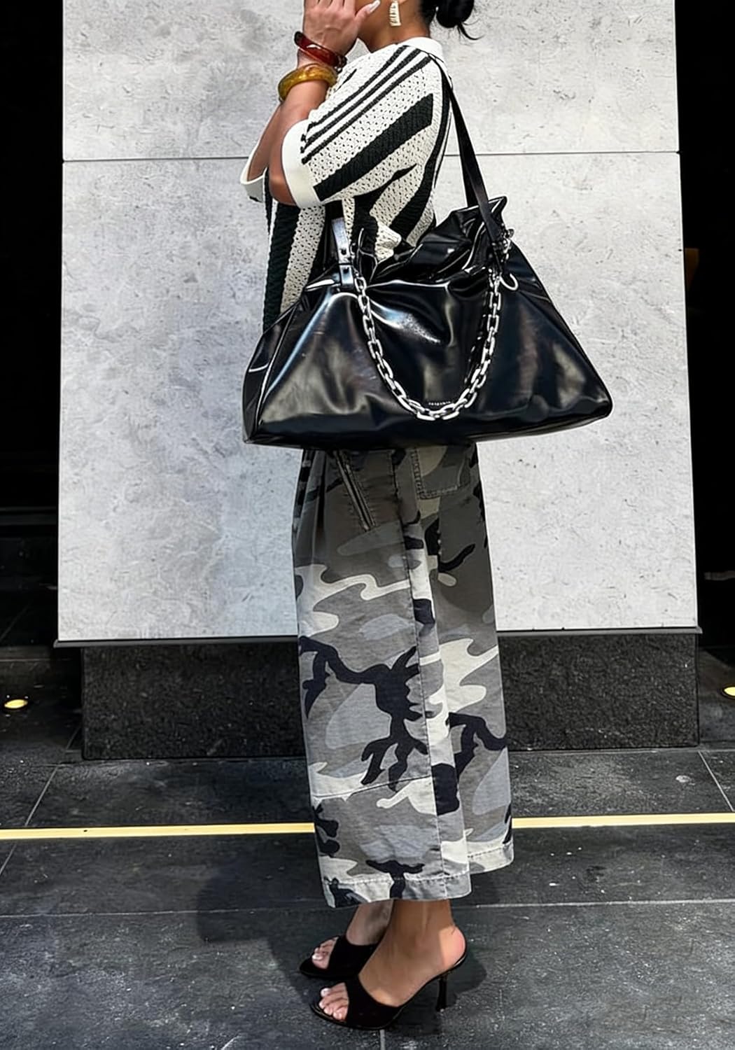 LKOUS Camo Cargo Jeans for Women Casual Trendy Wide Leg Plus Size Baggy Denim Pants Y2K Streetwear