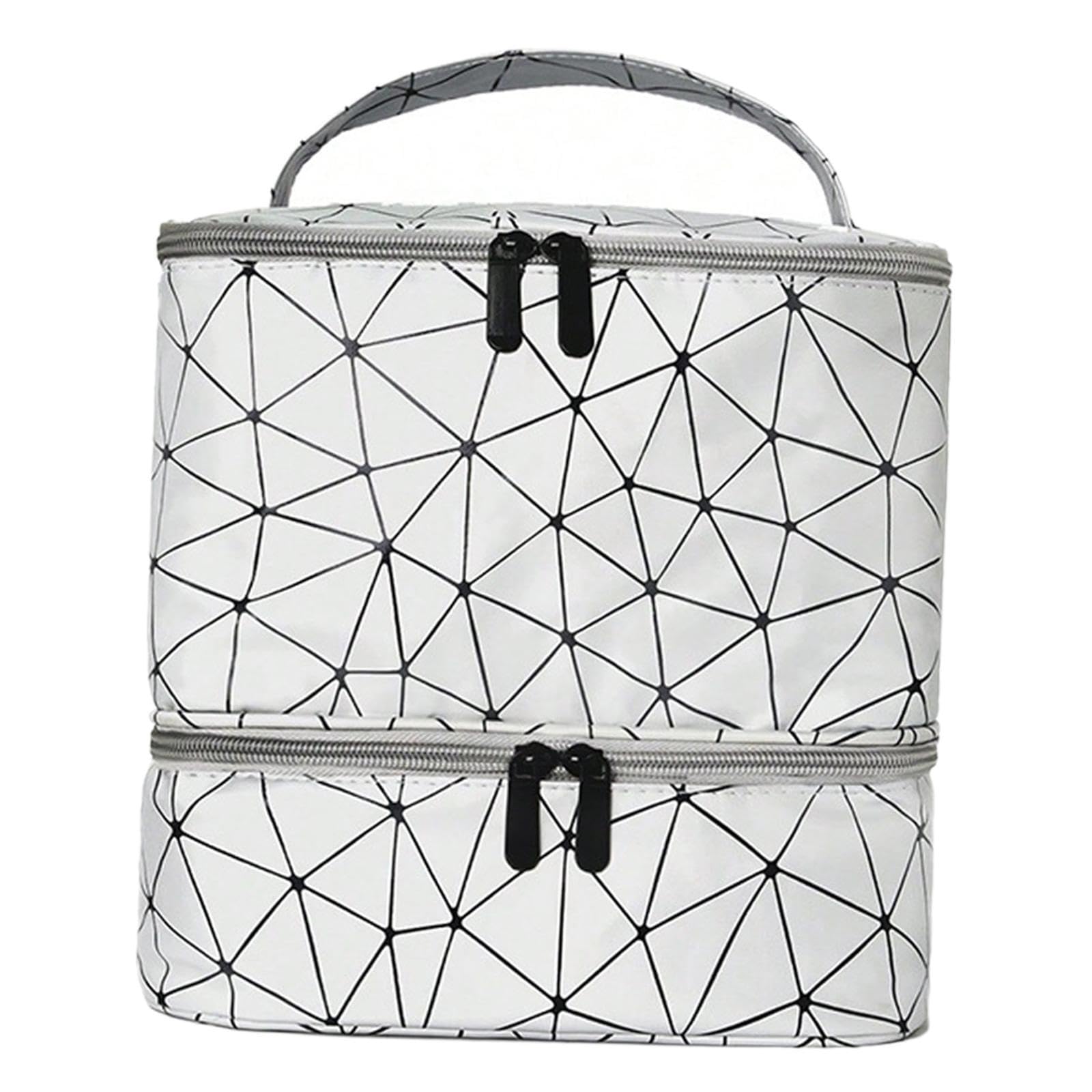 QLECXZI Nail Polish Storage Organizer Bag Stylish With Practical Functionality For Organized Beauty Setup Providing Neat Handled Organizer Storage Bag, White, 25x23.5x20cm
