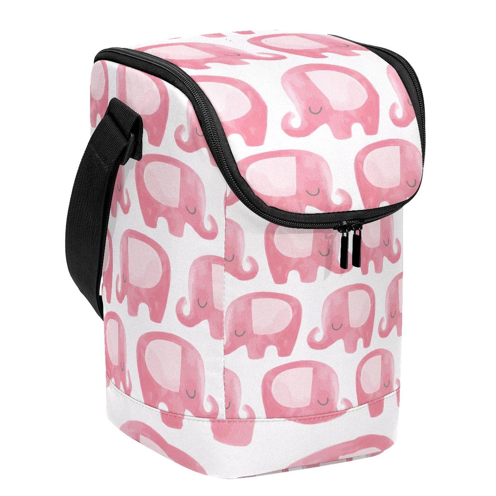 Bolsa de almuerzo pequeña y lavable con estampado de elefante rosa para oficina