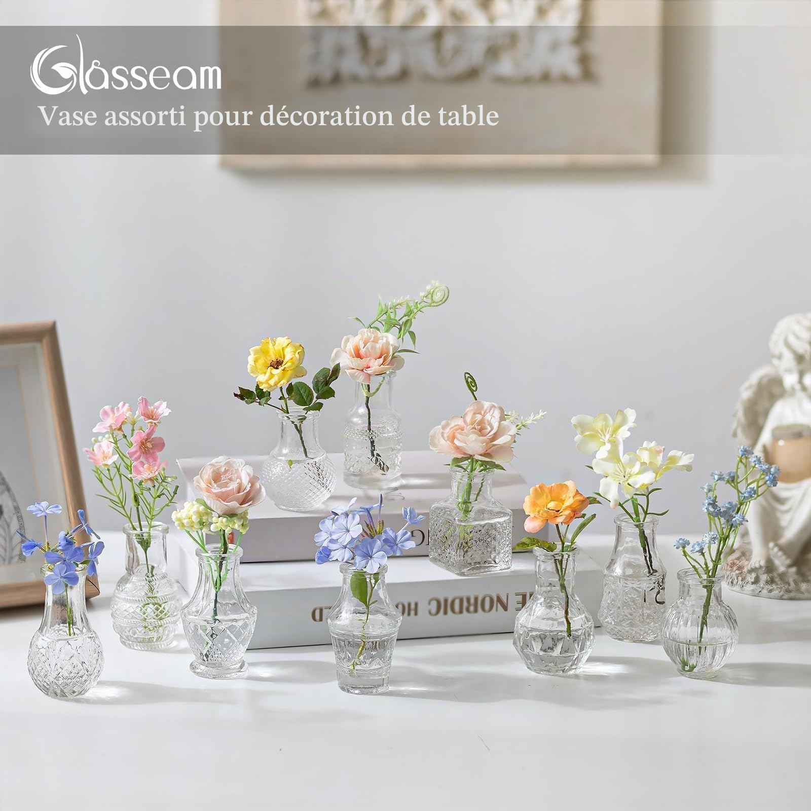 Glasseam Petit Vase en Verre pour Table: Lot de 40 Mini Vases Transparents pour Décorations de Table de Mariage Décorations de Table de Salle à Manger à la Maison