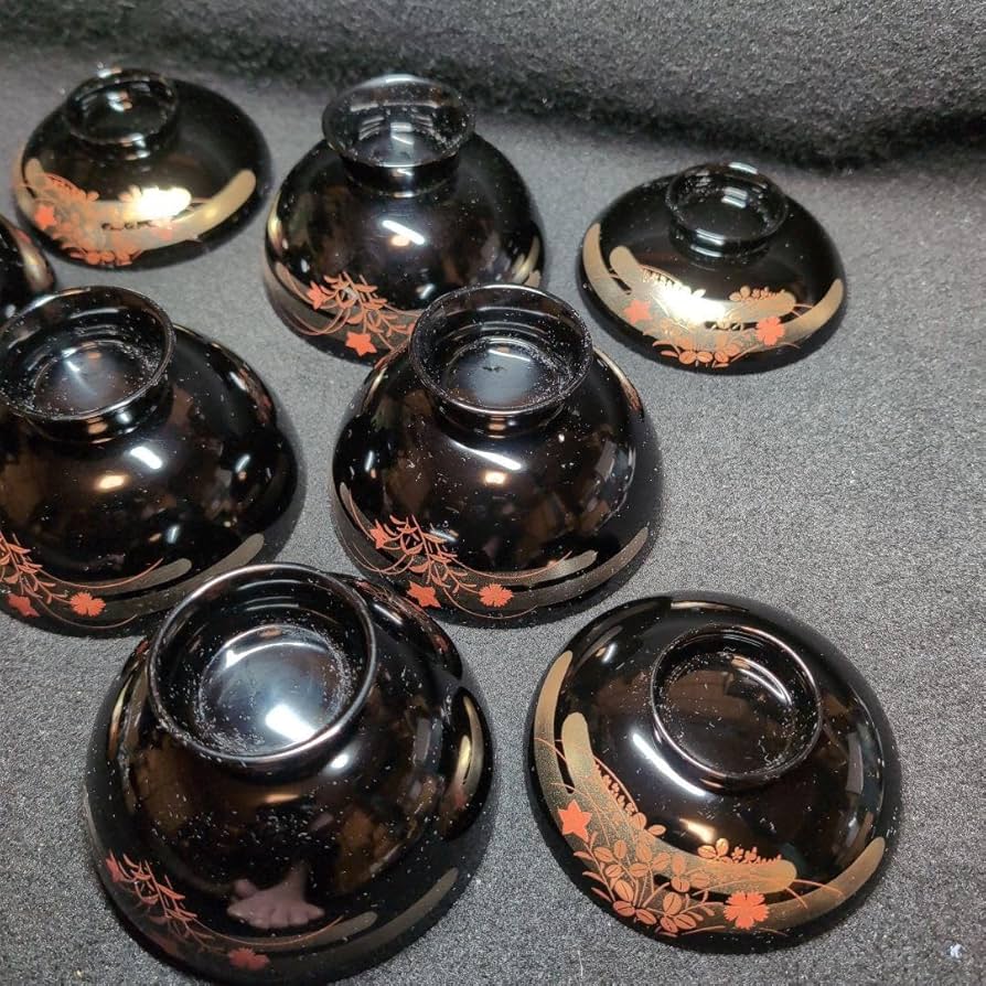 Amazon.co.jp: 漆器御吸物椀揃 高級漆器 5客 特選 本漆塗り