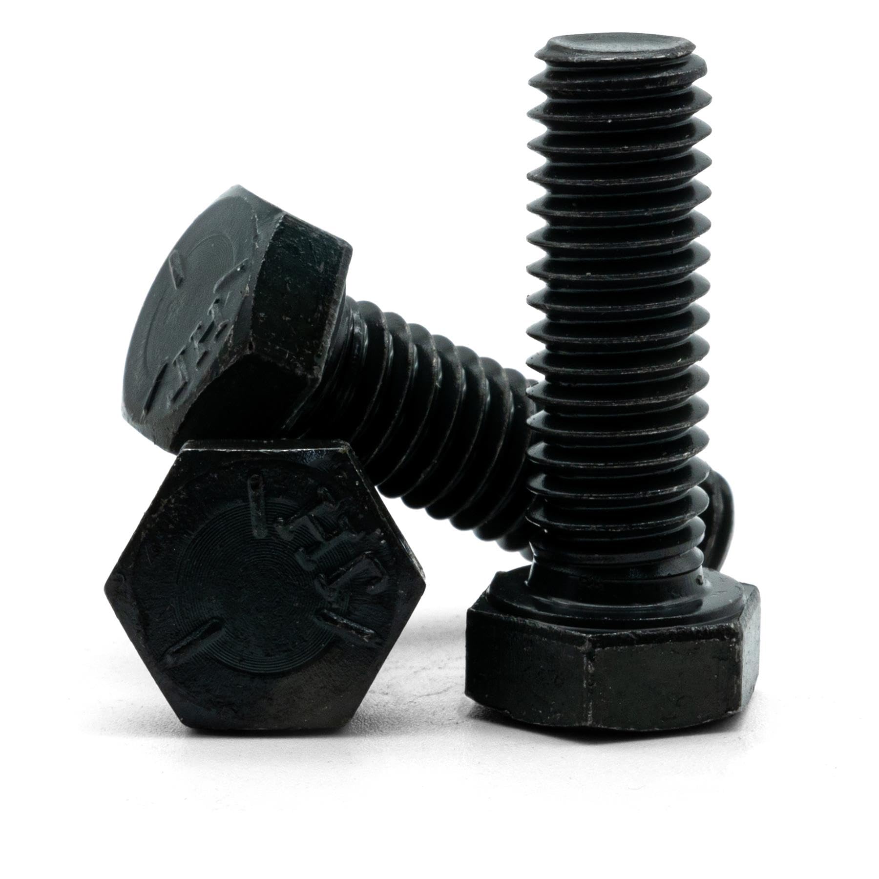Hippo Hardware (1/4" X 1" - 20 TPI) UNC High Tensile Steel Black Plain Self Colour Imperial Hex Hexagon Bolts (Pack of 100)