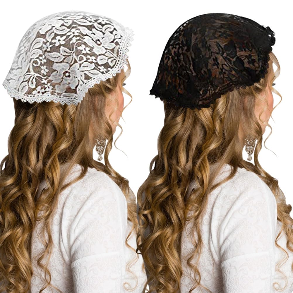 Embroidery Head Covering Flowers Lace Chapel Cap, Mantilla Catholic Veil Headpiece Circle Round Floral Church Veils